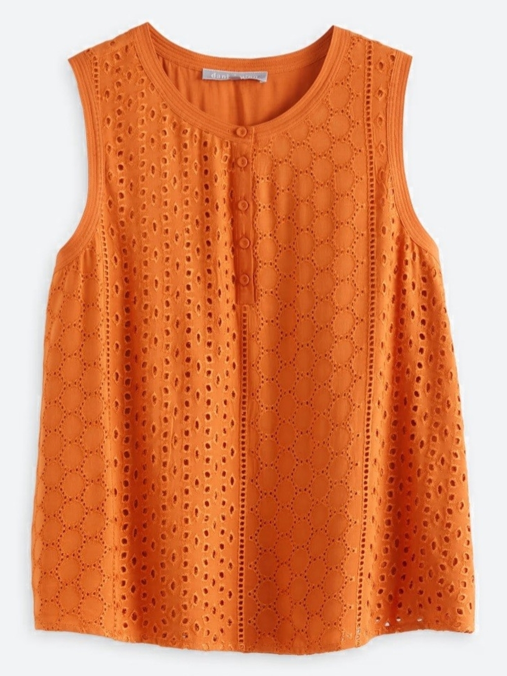 Daniel Rainn Bright Orange Eyelet Sleeveless Tank
